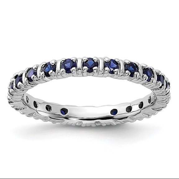 Auriga 925 Sterling Silver Created Sapphire Ring for Women Size- 9