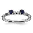 thumbnail image 1 of Auriga 925 Sterling Silver Created Sapphire Two Stone Ring for Women Size- 9, 1 of 6