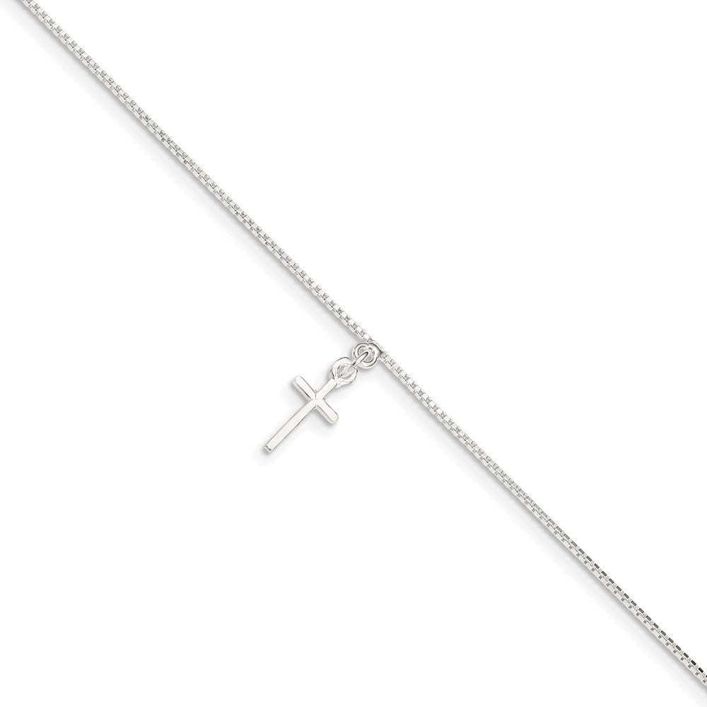 Auriga 925 Sterling Silver Cross Anklet 9inch for Women