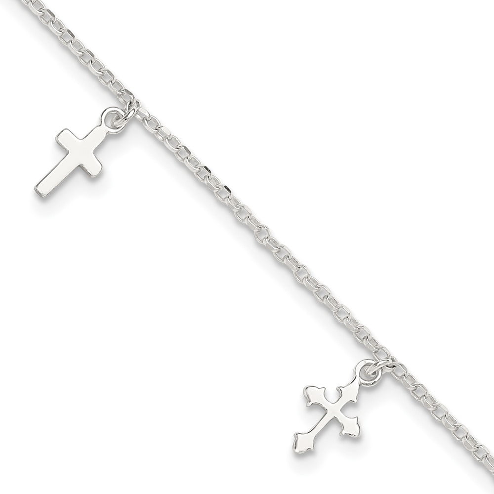 Auriga 925 Sterling Silver Cross Dangle Anklet 9inch for Women