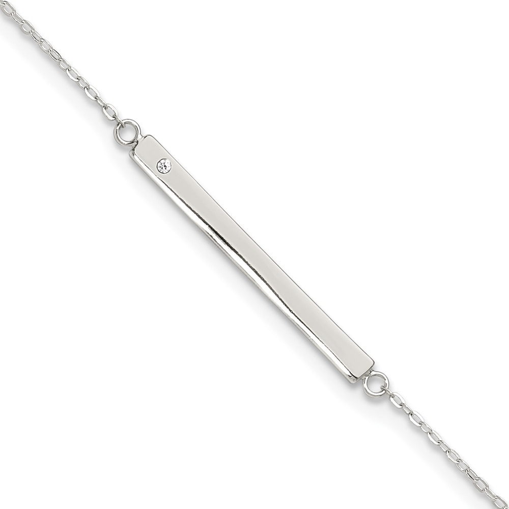 Auriga 925 Sterling Silver Crystal Bar Anklet 9inch for Women