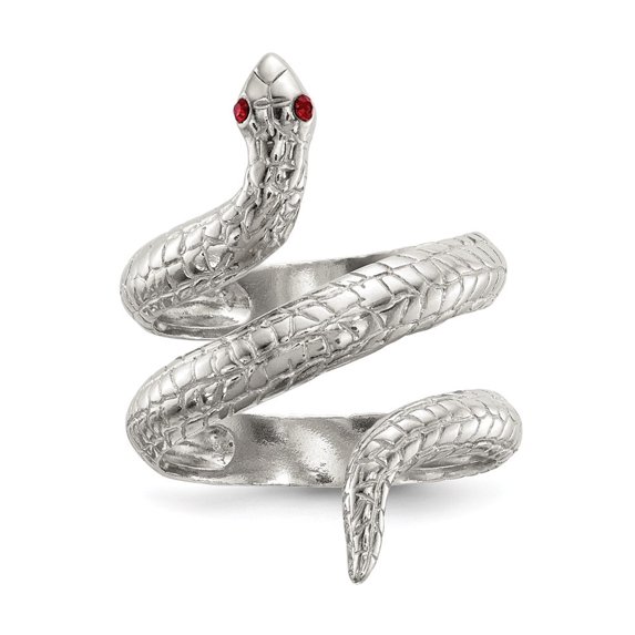 Auriga Fine Jewelry 925 Sterling Silver Crystal Snake Ring Size 6 for Women