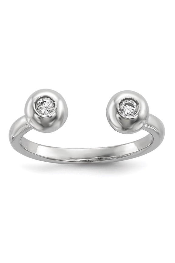 925 Sterling Silver Cubic Zirconia Adjustable Cuff Ring for Women