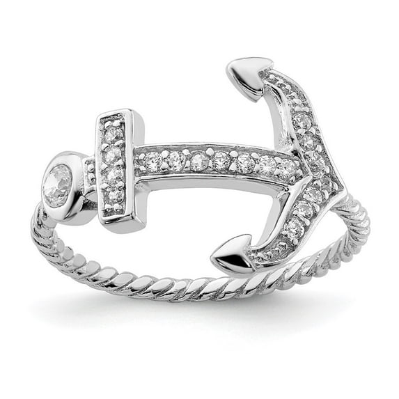 Auriga 925 Sterling Silver Cubic Zirconia Anchor Ring Size 8 for Women