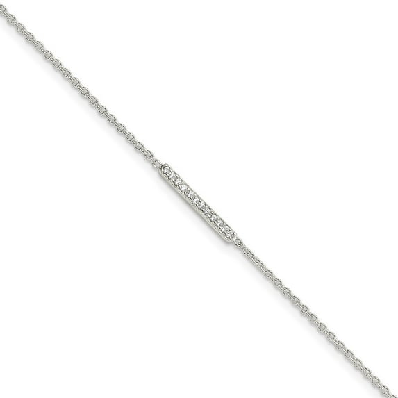 Auriga Fine Jewelry 925 Sterling Silver Cubic Zirconia Bar Anklet 9inch for Women