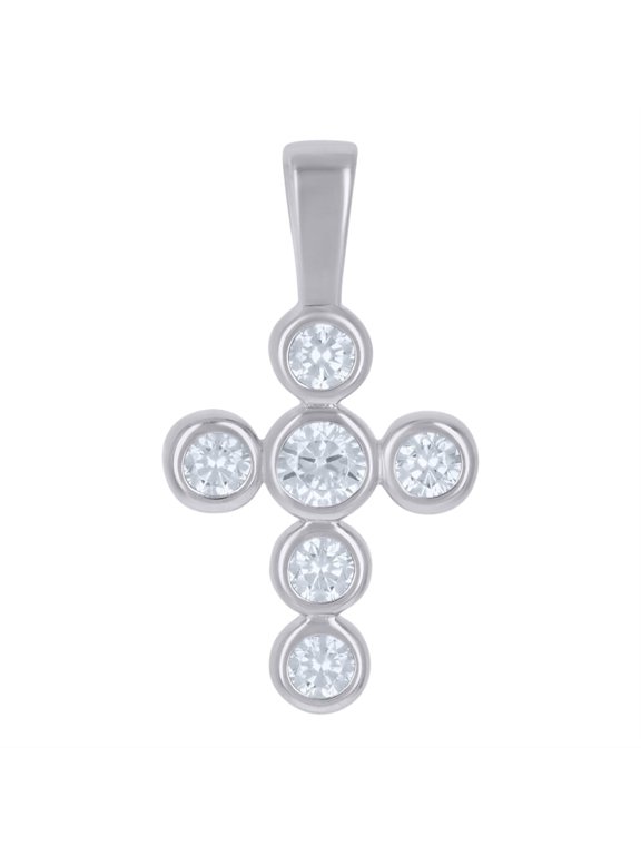 Fine Jewelry 925 Sterling Silver Cubic Zirconia Cross Religious Charm Pendant for Women