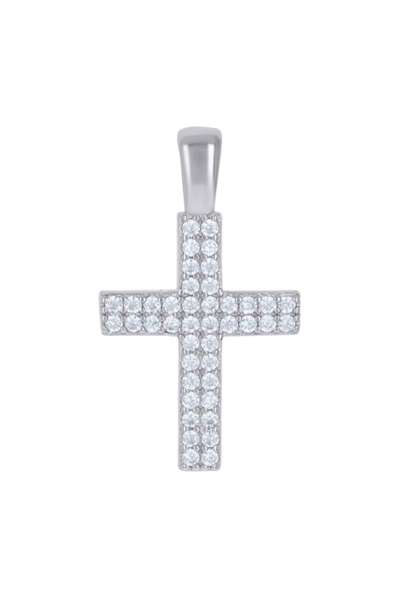 925 Sterling Silver Cubic Zirconia Cross Religious Charm Pendant for Women