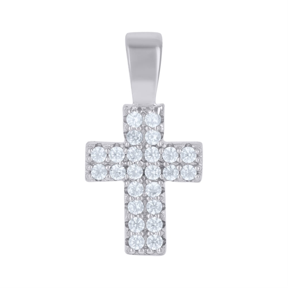 Auriga 925 Sterling Silver Cubic Zirconia Cross Religious Charm Pendant ...
