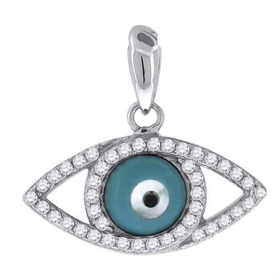 Auriga 925 Sterling Silver Cubic Zirconia Evil Eye Enamel Good Luck Charm Pendant for Men
