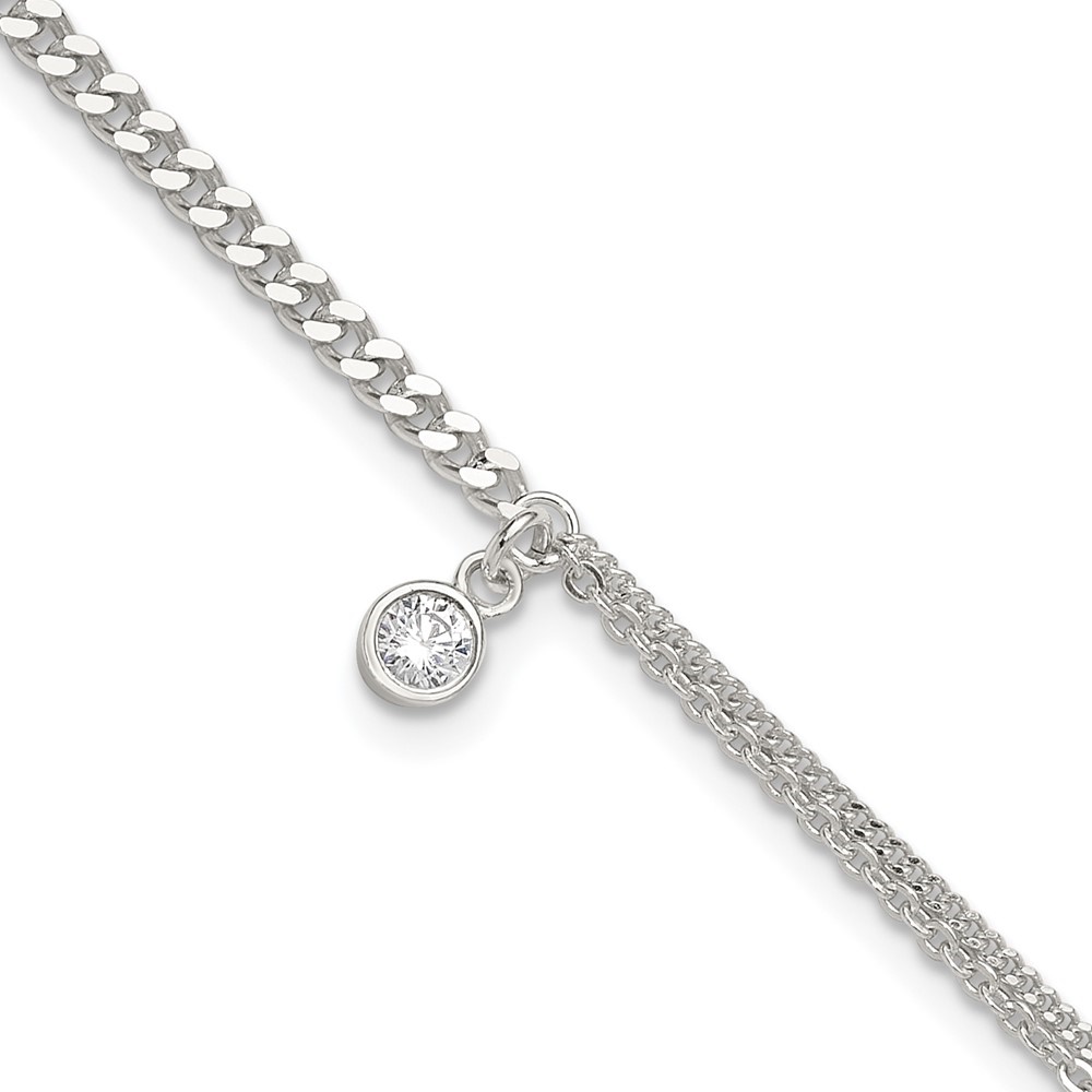 Auriga 925 Sterling Silver Cubic Zirconia Fancy Anklet 9inch for Women