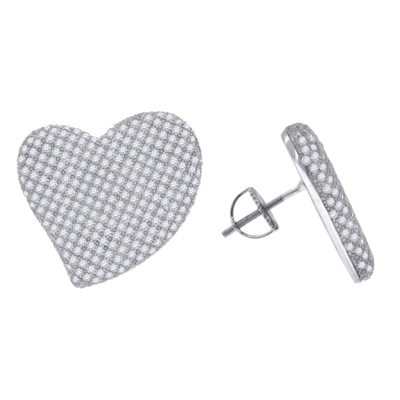 Auriga 925 Sterling Silver Cubic Zirconia Heart Stud Earrings Valentine's Day Gift for Women