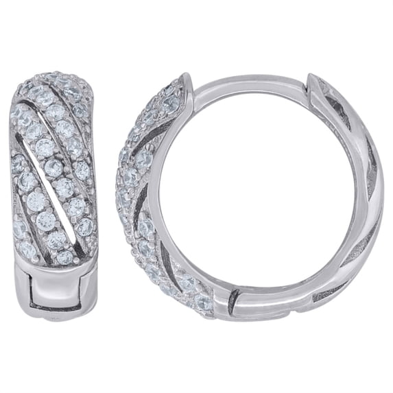 Auriga 925 Sterling Silver Cubic Zirconia Hoop Huggies Earrings for Women