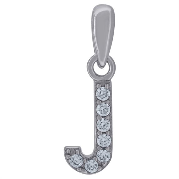 Auriga Fine Jewelry 925 Sterling Silver Cubic Zirconia Initial Letter J Charm Pendant for Women