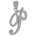 thumbnail image 1 of Auriga 925 Sterling Silver Cubic Zirconia Initial Letter P Charm Pendant for Women, 1 of 4
