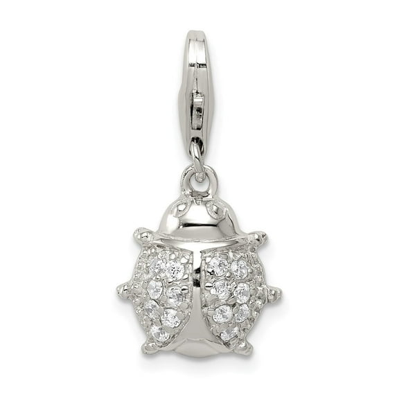 Auriga Fine Jewelry 925 Sterling Silver Cubic Zirconia Lady Bug Charm for Women(L- 16mm, W- 12mm)