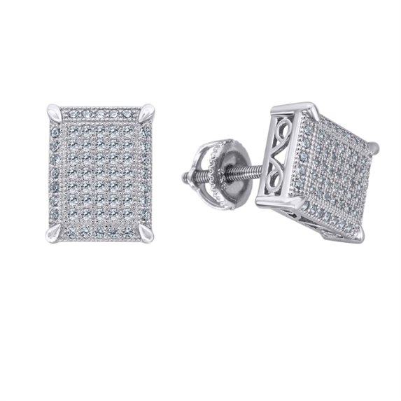Auriga 925 Sterling Silver Cubic Zirconia Rectangle Stud Earrings for Women