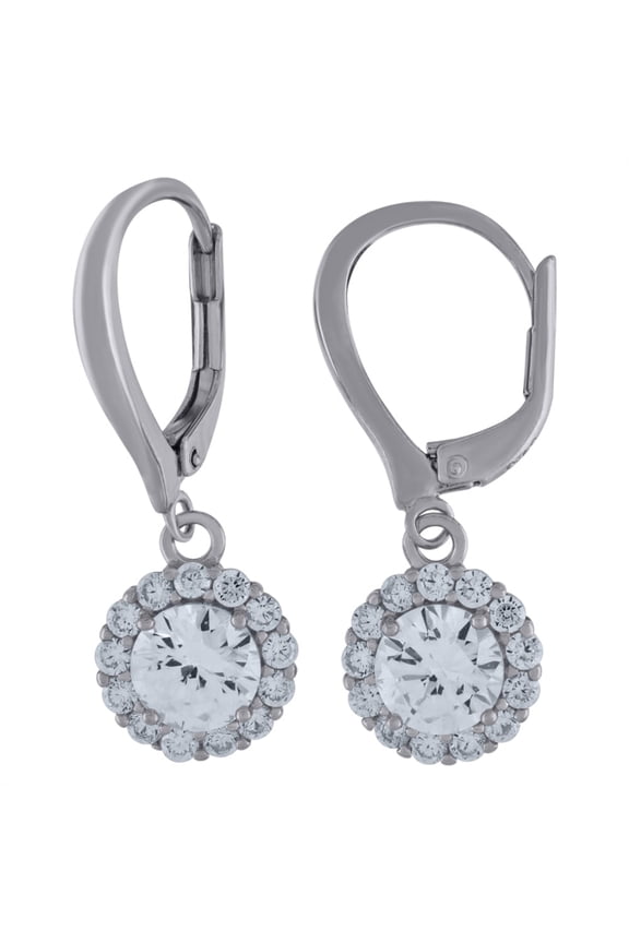 925 Sterling Silver Cubic Zirconia Round Fashion Dangle Earrings for Women