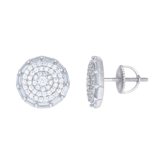 Auriga Fine Jewelry 925 Sterling Silver Cubic Zirconia Round Fashion Stud Earrings for Men's