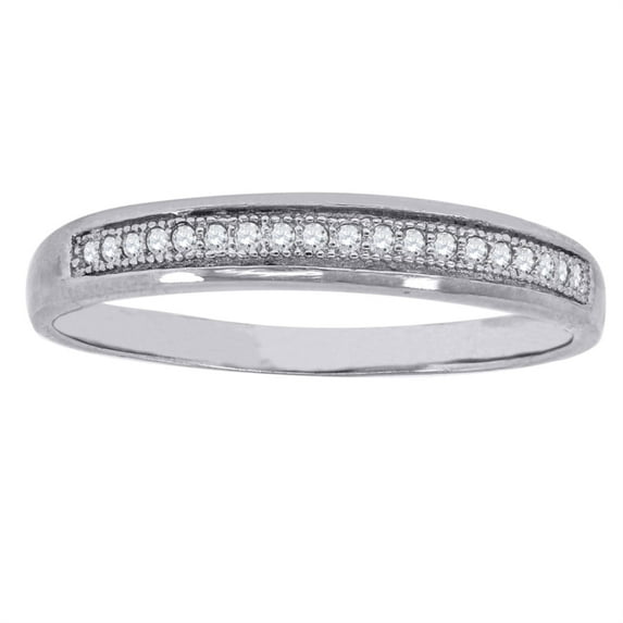 Auriga 925 Sterling Silver Cubic Zirconia Single Row Wedding Band Ring Size 8 for Women