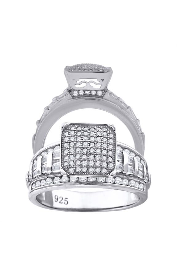 925 Sterling Silver Cubic Zirconia Size-6 Cluster Square Head Ring Band for Women