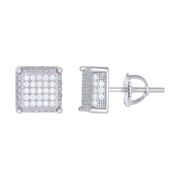 Auriga 925 Sterling Silver Cubic Zirconia Square Fashion Stud Earrings for Women