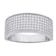 thumbnail image 1 of Auriga Fine Jewelry 925 Sterling Silver Cubic Zirconia Wedding Band Ring Size 7 for Men, 1 of 4