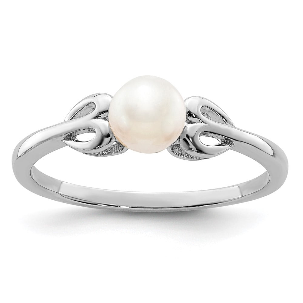 Auriga 925 Sterling Silver Cultured Pearl Solitaire Engagement Ring Size 7 for Women