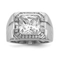 thumbnail image 1 of Auriga Fine Jewelry 925 Sterling Silver Cushion Cut CZ Wedding Ring Size 9 for Men, 1 of 5