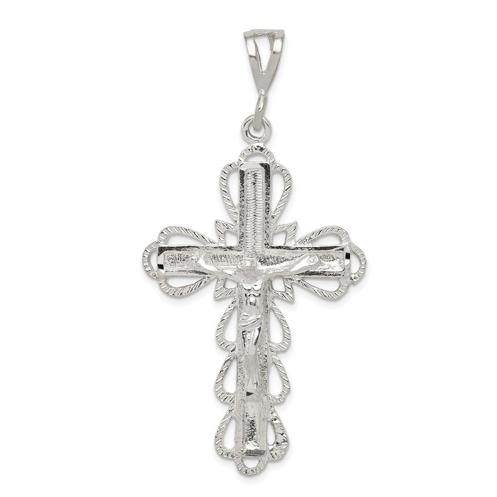Auriga 925 Sterling Silver Diamond-Cut Crucifix Cross Pendant for Women ...