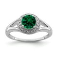 thumbnail image 1 of Auriga 925 Sterling Silver Diamond and Green Emerald Engagement Ring Size- 5 for Women, 1 of 6