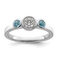 thumbnail image 1 of Auriga Fine Jewelry 925 Sterling Silver Double Round Blue Topaz & Diamond Ring for Women Size 8, 1 of 6
