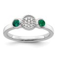 thumbnail image 1 of Auriga 925 Sterling Silver Double Round Created Emerald & Diamond Ring for Women Size- 7, 1 of 6