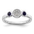 thumbnail image 1 of Auriga Fine Jewelry 925 Sterling Silver Double Round Created Sapphire & Diamond Ring for Women Size 9, 1 of 6