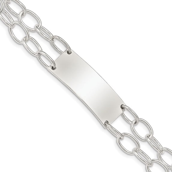 Auriga Fine Jewelry 925 Sterling Silver Double Strand Oval Link ID Bracelet 8.25inch for Women