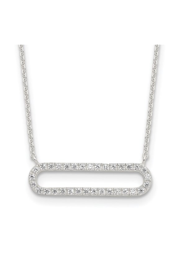 925 Sterling Silver E-coated CZ 18.25in w/2in ext. Necklace for Women 20.25"