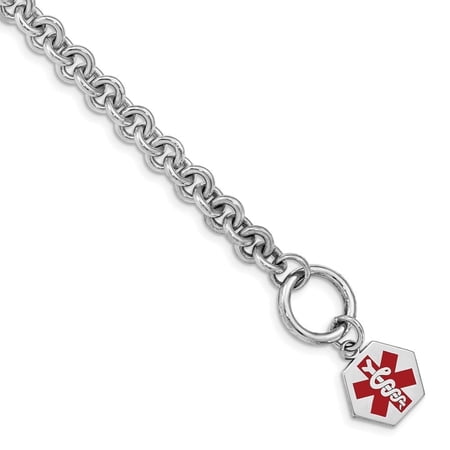 Auriga Fine Jewelry 925 Sterling Silver Enamel Hexagon Id Bracelet 7.7inch for Women (L-7.75inch, W-16mm)