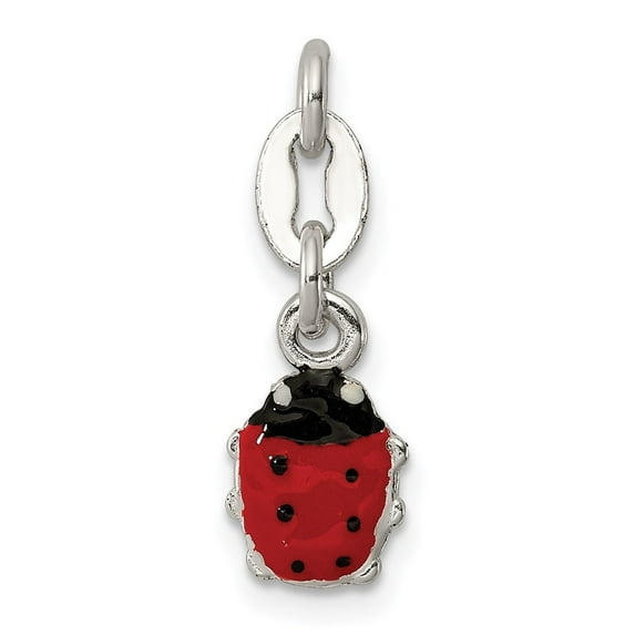 Auriga Fine Jewelry 925 Sterling Silver Enameled Ladybug Charm Pendant for Women (L -13mm, W -7mm)