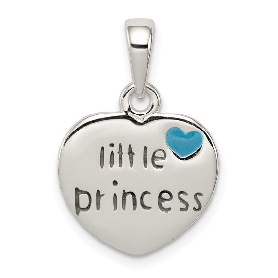 Auriga Fine Jewelry 925 Sterling Silver Enameled Little Princess Heart Pendant for Women (L- 20 mm, W-14 mm)