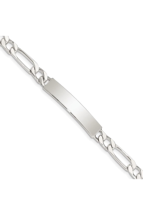 Fine Jewelry 925 Sterling Silver Engravable Figaro Link Id Bracelet 8inch for Women
