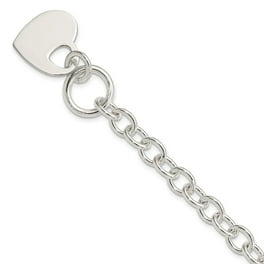 Lex & Lu Sterling Silver Puffed Heart Toggle Bracelet 7.75