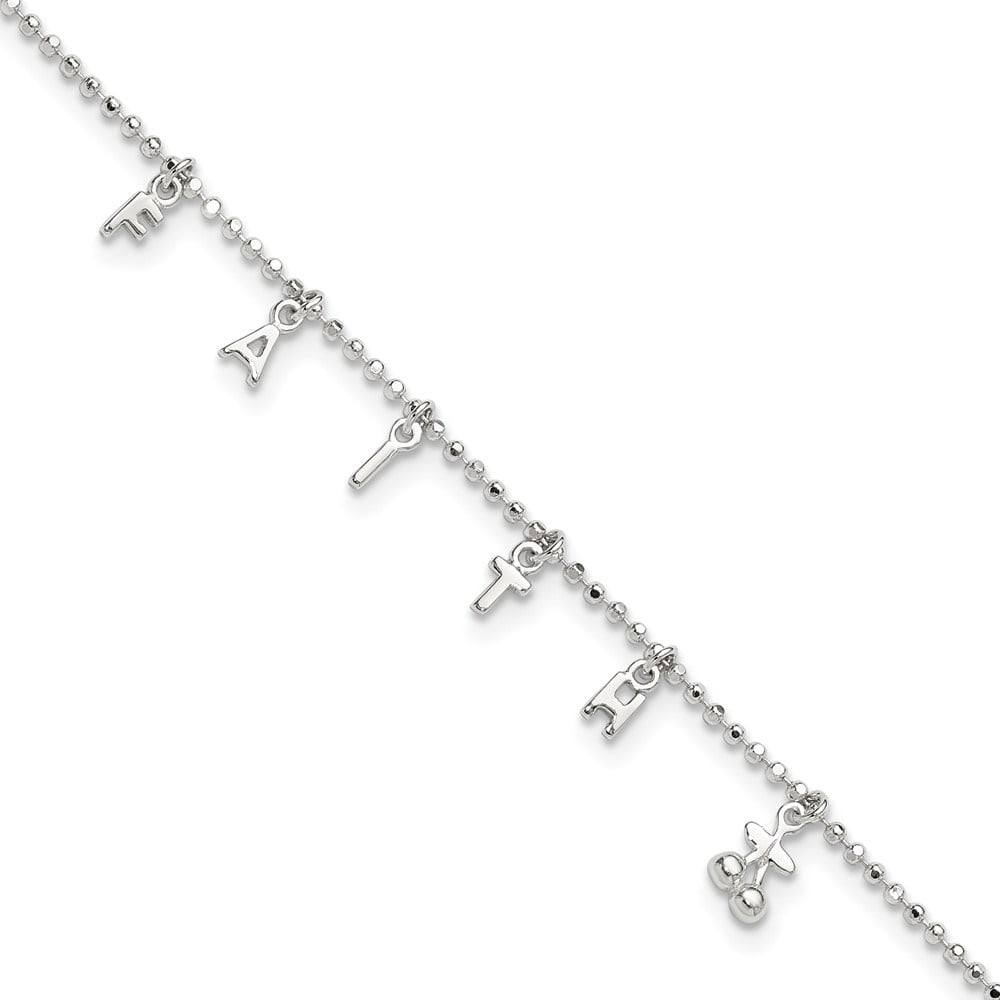 Auriga 925 Sterling Silver Faith Anklet 10inch for Women