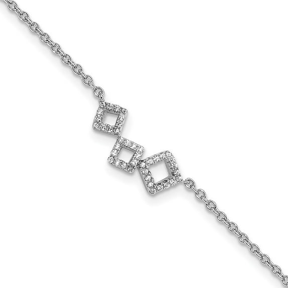 Auriga 925 Sterling Silver Fancy Geometric Cubic Zirconia Anklet 9.5inch for Women