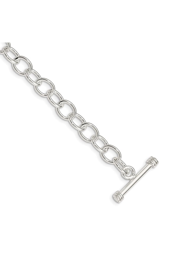 Fine Jewelry 925 Sterling Silver Fancy Link Toggle Bracelet 7.5 inch for Women