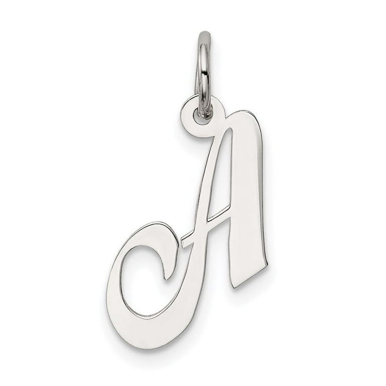 Sterling Silver Fancy Script Initial Charm Pendant - Various Letters Sterling Silver Fancy Script Initial Charm Pendant - Various Letters