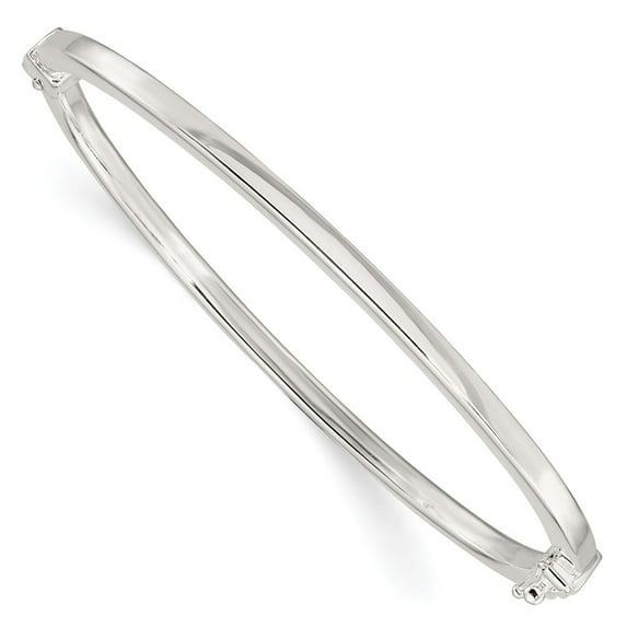 Auriga 925 Sterling Silver Flat Hinged Bangle 7inch for Women
