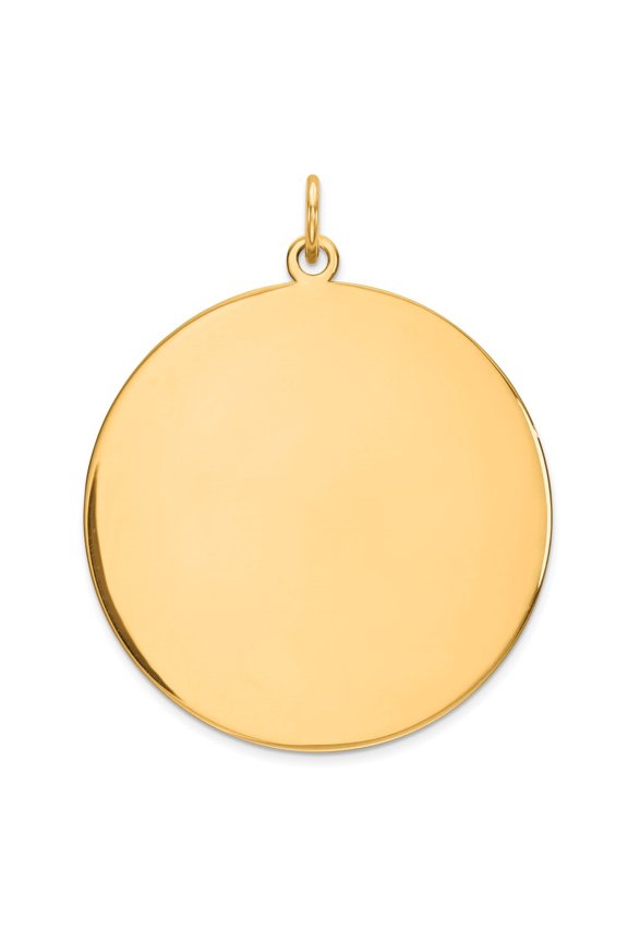 925 Sterling Silver GP Engravable Round Polished Disc Charm for Women (L-36mm, W-29mm)