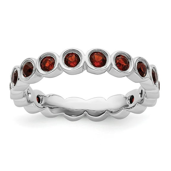 Auriga 925 Sterling Silver Garnet Eternity Ring for Women Size- 10
