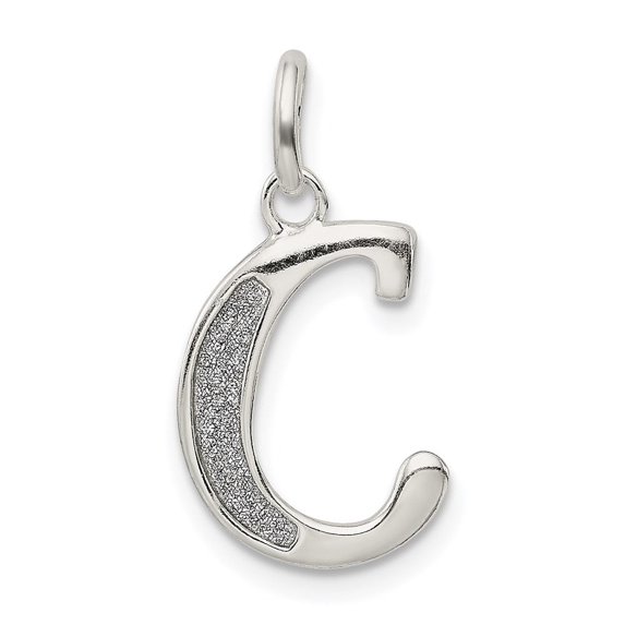 Auriga Fine Jewelry 925 Sterling Silver Glitter Enamel Letter C Charm Pendant for Women (L - 24mm, W - 12mm)