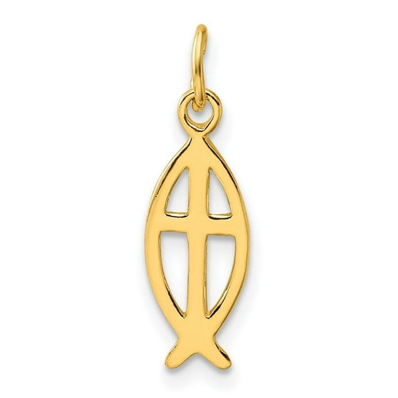 Auriga Fine Jewelry 925 Sterling Silver Gold-Tone Ichthus Fish Cross Charm Pendant for Women (L - 16.58mm, W - 6.5mm)