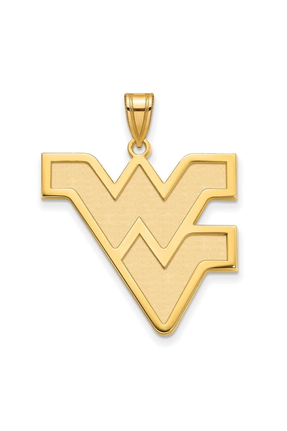 925 Sterling Silver Gold-plated W-V Extra Large Pendant for Women (L-31 mm, W-25 mm)